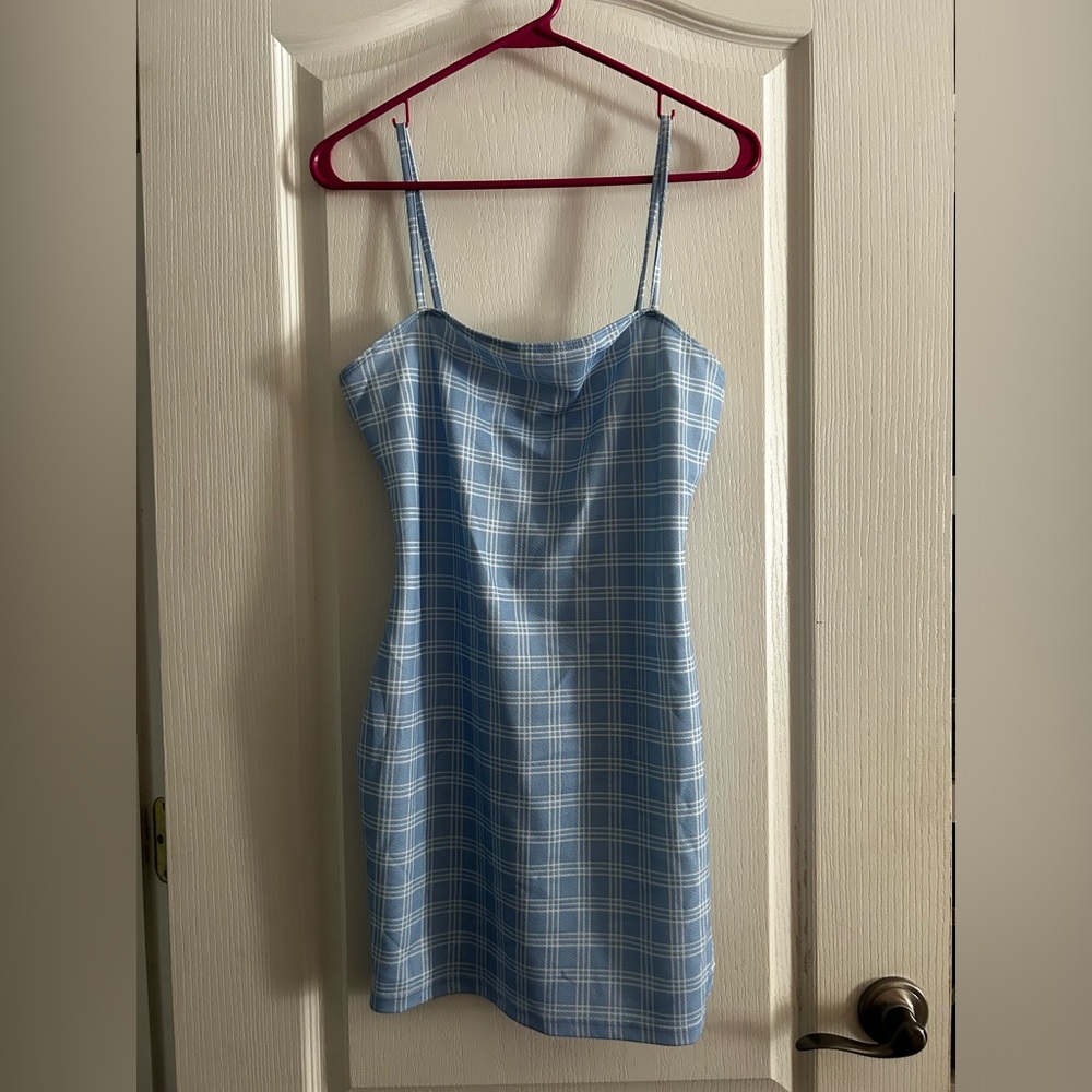 light Blue Plaid Picnic Dress